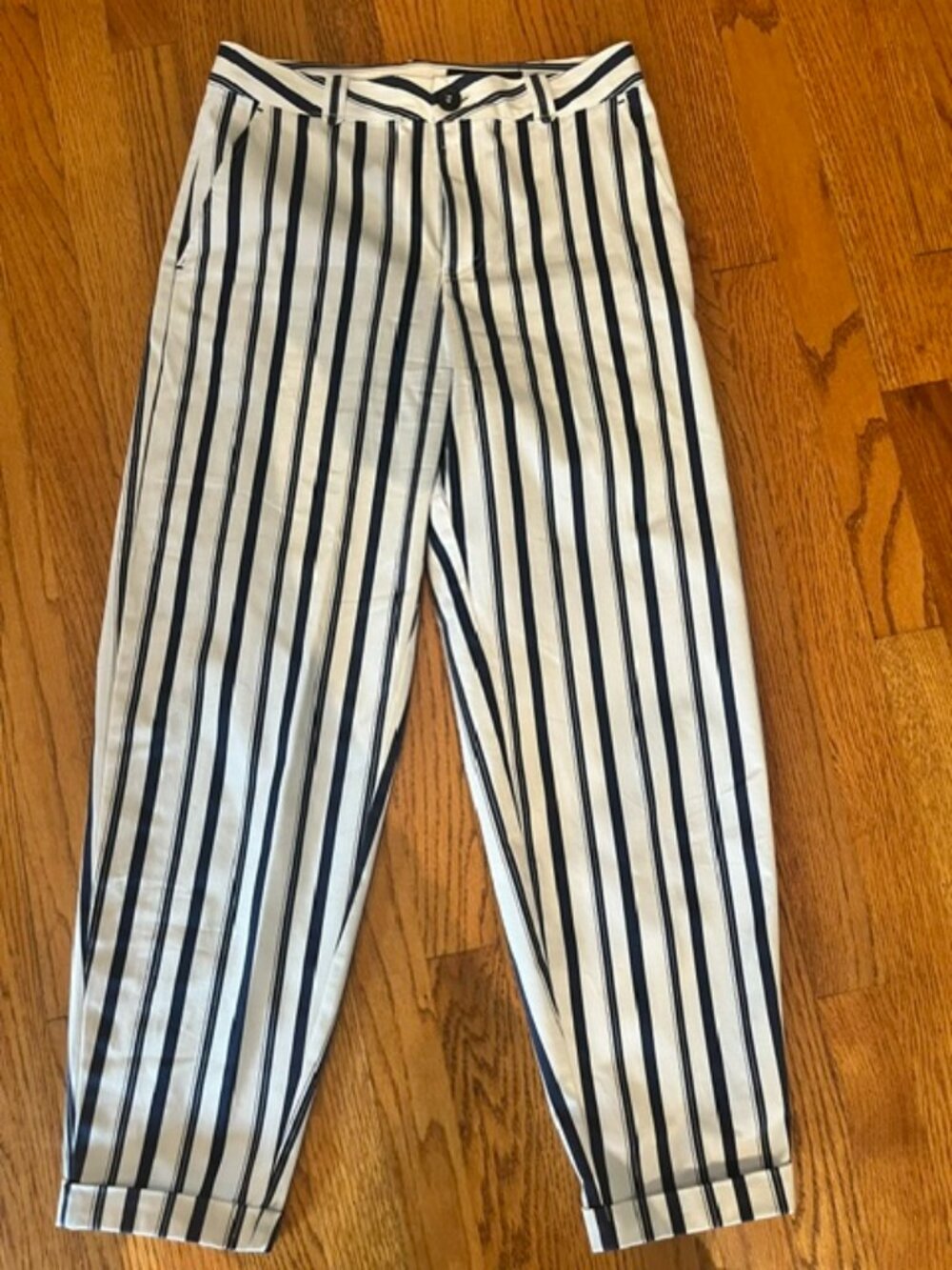 Zara Striped Barrel Leg Pants - Size 2